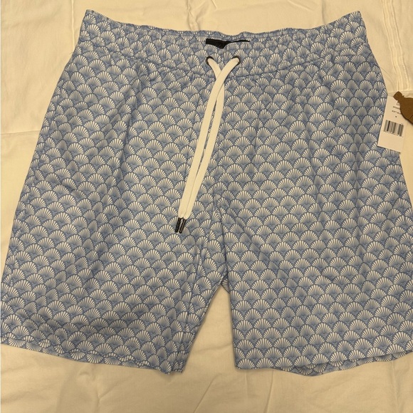 Saks Fifth Avenue Blue and White Board Shorts with Geometric Pattern - Picture 5 of 6